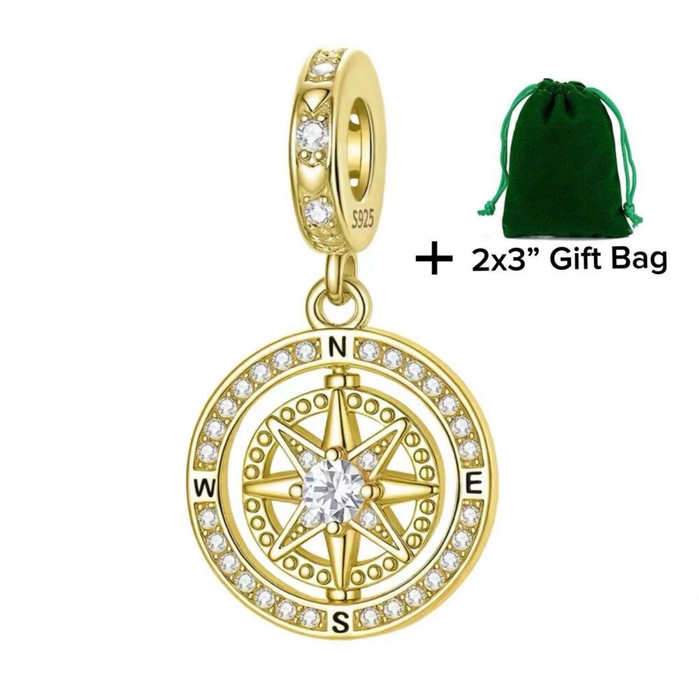 Compass Dangle Charm | 925 Silver | Brand New